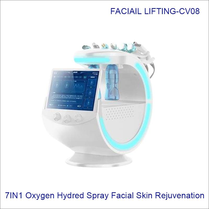 Ice blue Oxgen Spray RF Hydro  7 in 1 new magic mirror monitoring aqua facial smart CV08