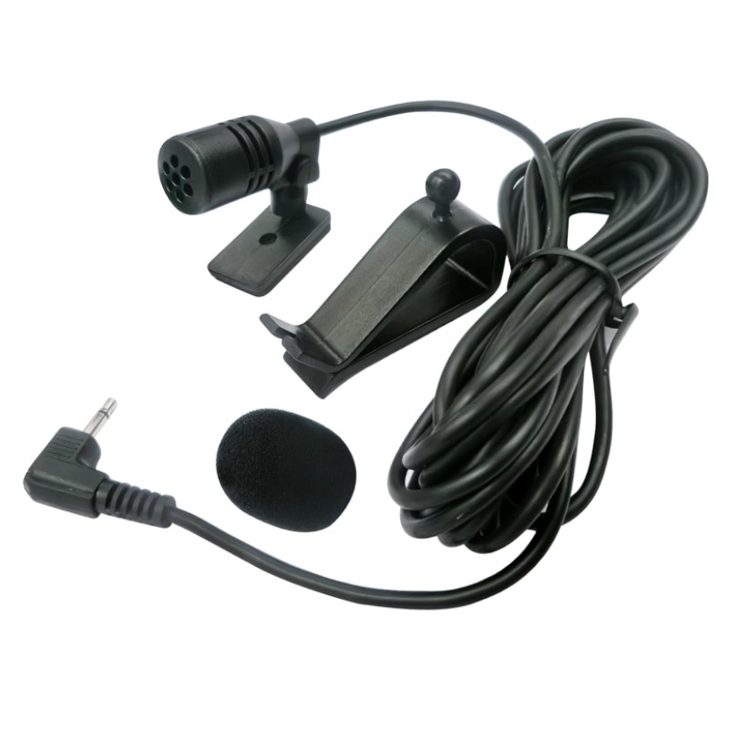 3.5mm motormikrofoon, HD-stemmontagemikrofoon met 3m/9.8ft-kabel, plug and play duidelike kommunikasie stereo-eksterne motormikrofoon vir voertuighoofeenheid Bluetooth, stereo, radio, DVD, GPS, ens –...