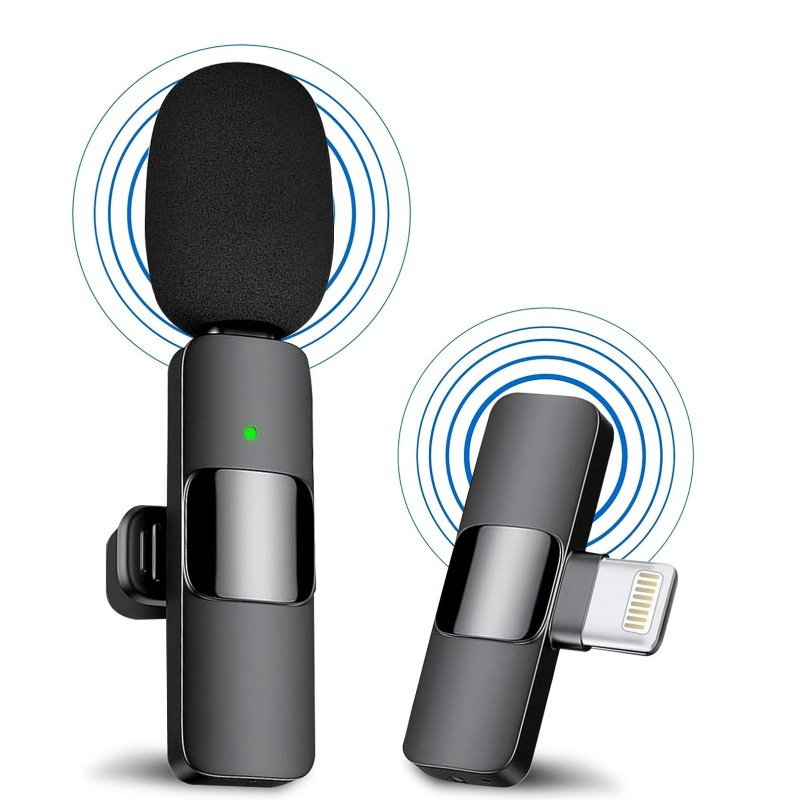 Micrófono Lavalier inalámbrico profesional para iPhone iPad Plug and Play para grabación de vídeo