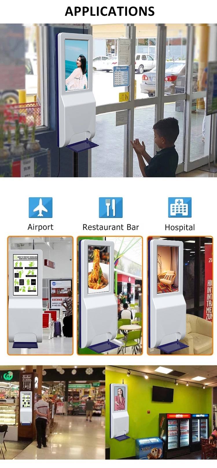 Automatic hand sanitizer dispenser kiosk with 21.5 inch LCD (9)