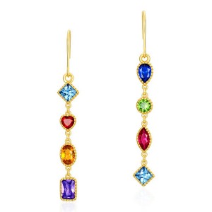 Gold Plating Fashion Drop Hook Earring Long Hanging Jewelry Color Zircon Geometric Earrings