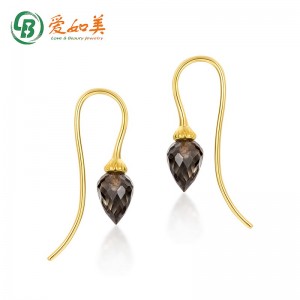 China wholesale Silver Round Earrings Manufacturer –  925 Sterling Silver JewelryJewelry Set925 Sterling Silver Smoky Quartz Jewelry Set Minimalist Style Clavicle Crystal Pendant & Earri...