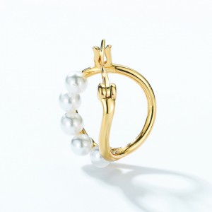 Wholesale Jewelry 925 Sterling Silver Gold Plated Shell Pearl Hoop Fashion Wedding Earrings For Women