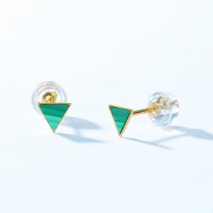 Women’s Earrings Banquet 14k Gold Plated Stud Earrings Malachite Geometric Classic Style 925 Silver Women Earrings