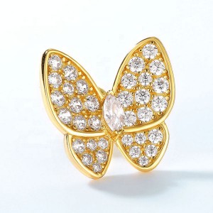 Elegant Women Jewelry Silver High Quality Malachite 5A CZ Stud Butterfly Insect Earrings Wholesale