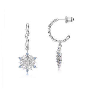 Dainty Christmas Jewelry 3A Zircon Blue Spinel Snowflake Earrings Simple Shell Pearl Winter Party Flower Snowflake Drop Earring