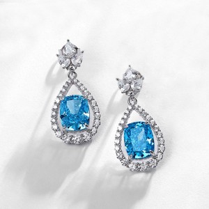 Luxury Dainty Sterling Silver Cubic Zirconia Crystal Teardrop Earrings Ice Out High Carbon Diamond Dangle Drop Earrings