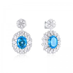 Fashionable Synthetic Gemstone Crystal Diamond Stud Drop Earring Shiny Lab Grown Diamonds Hanging Earring