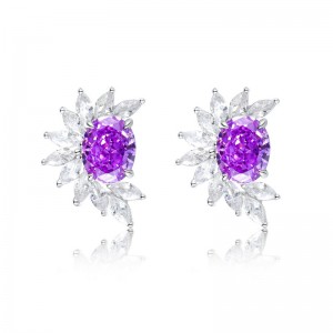 White Gold Plated Marquise Cubic Zircon Stud Crystal Earrings Fashion Bling High Carbon Diamond Stud Earrings