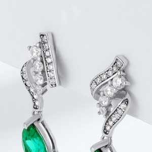 Sterling Silver 925 Dainty Gemstones Waterdrop Teardrop Earrings Shiny Zircon And Lab Grown Emerald Hanging Earrings