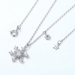 925 Sterling Silver Jewelry\Necklace\OEM ODM 925 Sterling Silver Korean Style Snowflake Shape Necklace Fashion Winter Snowflake Necklace