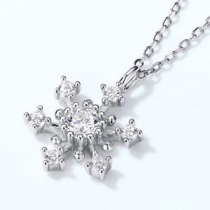925 Sterling Silver Jewelry\Necklace\OEM ODM 925 Sterling Silver Korean Style Snowflake Shape Necklace Fashion Winter Snowflake Necklace