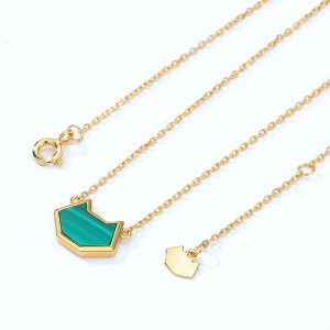 Jewelry Manufacturer Lady Necklace Jewelry Trendy 925 Silver Cat Shape Malachite Natural Stone Necklace