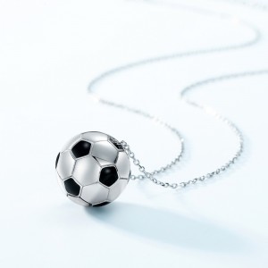 925 Sterling Silver Men Soccer Ball Necklace Sport Jewelry Fashion Classic Football Pendant Necklace World Cup Gift