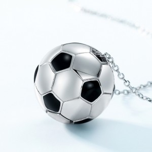 925 Sterling Silver Men Soccer Ball Necklace Sport Jewelry Fashion Classic Football Pendant Necklace World Cup Gift
