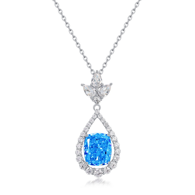 Trendy Shiny Cubic Zirconia Bridal Pendant Ice Out Oval High Carbon Diamond Water Drop Crystal Pendant Necklace Featured Image