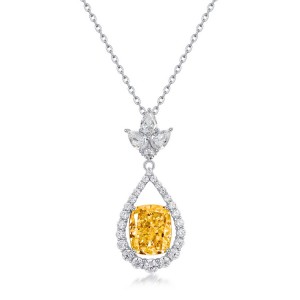 Trendy Shiny Cubic Zirconia Bridal Pendant Ice Out Oval High Carbon Diamond Water Drop Crystal Pendant Necklace