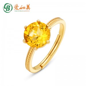 Newly Fashion 925 Sterling Silver Jewelry Elegant Gemstone Ring Women Natural Citrine Ring