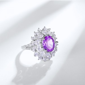 Luxury Elegant 925 Silver Full Diamond Ring Bling Shining Big Stone Lab High Carbon Diamond Wedding Band Ring