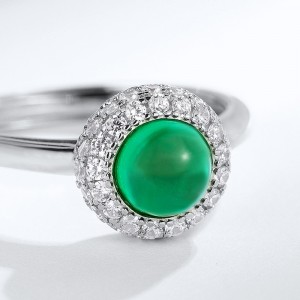 Fine Jewelry Simple Round Shape Gemstone Ring Adjustable 925 Sterling Silver Dainty Delicate Lab Grown Emerald Rings