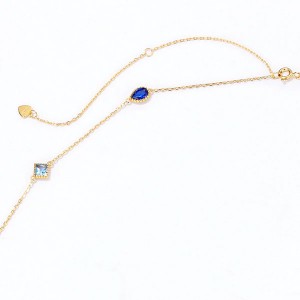 925 Silver Simple Style High Quality Colored Cz Jewelry Chain Long Necklace For Women