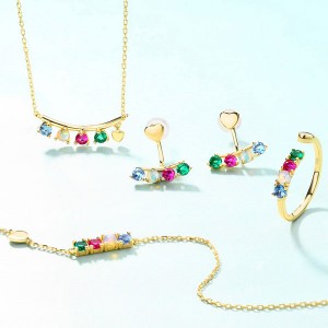 Tiny Genuine Multi Rainbow Color Zircon Gemstone Necklace Delicate Custom Personalized Necklace