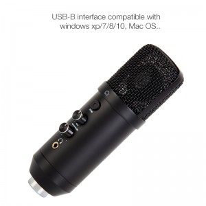 Mikrofoni i transmetimit USB Vlog UM17 për podcast