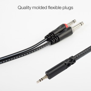 Kabel audio TRS 1/8” kepada Dual 1/4 TS AC001 untuk pro-audio