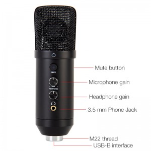 USB Vlog streamovací mikrofon UM17 pro podcast