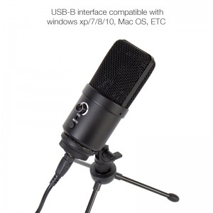 Micreafón USB UM78 le haghaidh sruthú podchraoltaí