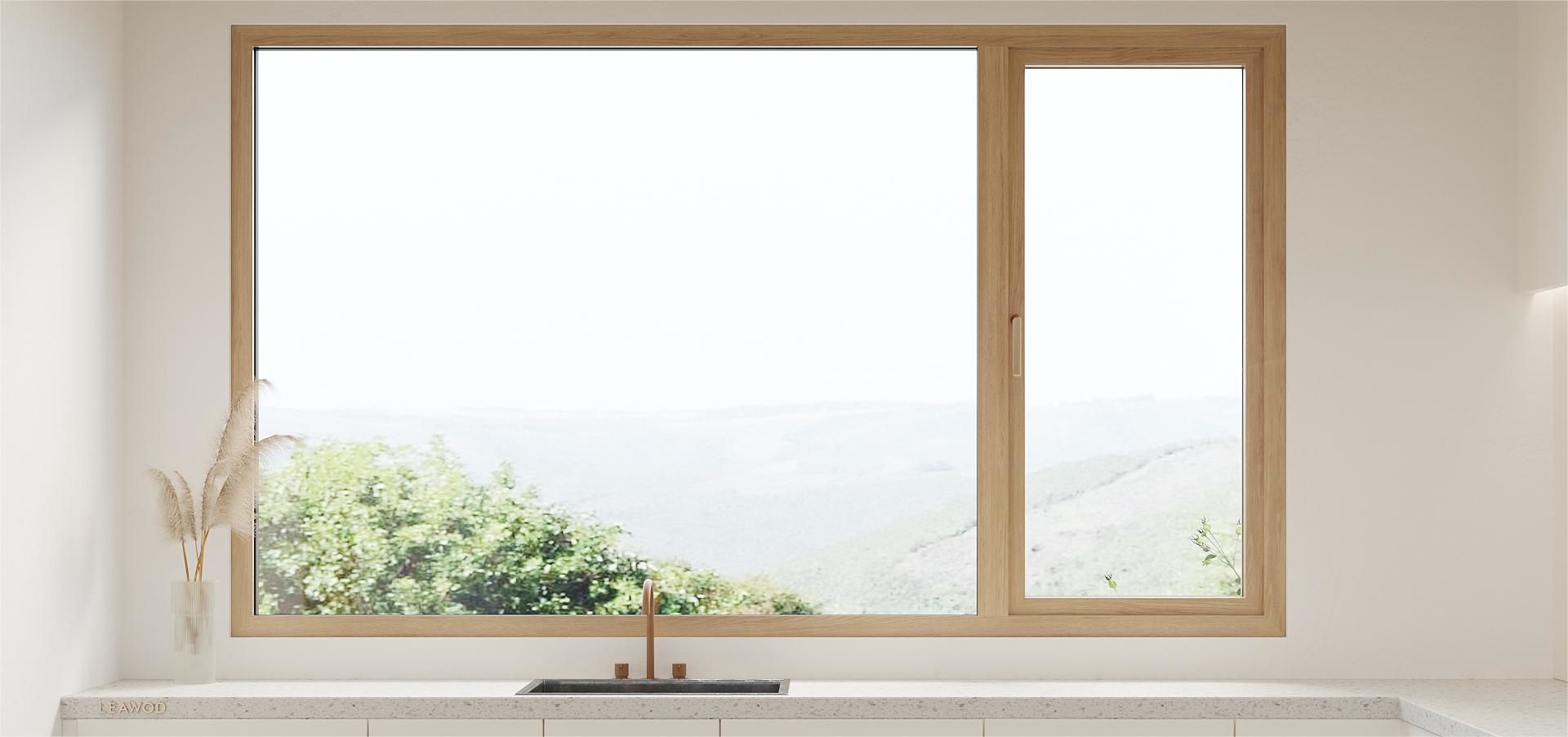 Wood aluminum outward opening window with mosquito net MLW95