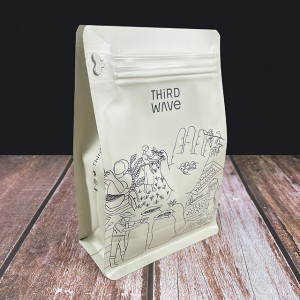 Custom Flat Bottom Pouch Gusset Coffee Tea Packing Bag kraft Paper Bag Eight Side Sealed Coffee Bag With Zipper