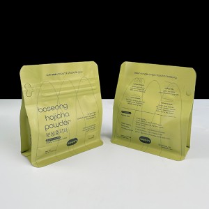 Customize Print Flat Bottom Pouch With One Side Zipper Top Kraft Paper 250g Tea, Matcha, Coffee Packaging Bag