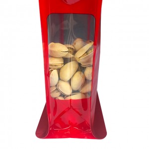 Aluminum Foil Flat Bottom Nuts Snack Pouch Bag With Side Window Resealable Zip Lock In Stock