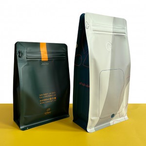 Factory Cheap Hot Coffee Bag Pouch - Custom Print Flat Bottom Zipper Coffee Bag With Valve Block Bottom Zipper Coffee Beans Doypack Packaging Bag – Lebei
