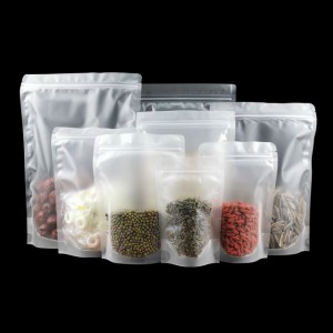 Matte Frosted Transparent Stand Up Pouch Plastic Reclosable Zip Lock  Food Packaging