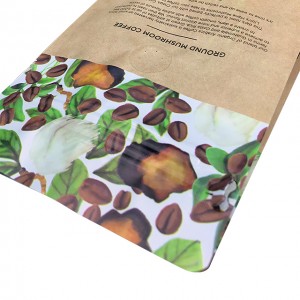 Eco Friendly Craft Paper Packaging Side Gusset Pouches Smell Proof Recyclable Custom Printed Coffee Beans Bags With Valve