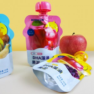 Customize Printed Baby Food Packaging Bag Juice Fruit Spout Pouch With Cap