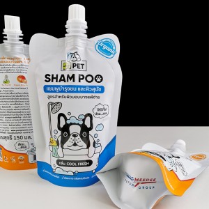 Customized Plastic Stand Up Aluminum Liquid Spout Pouch PET Shampoo Packaging Bag