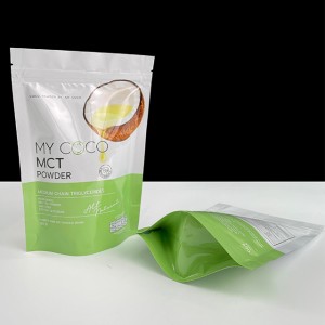 Waterproof Glossy Aluminum Foil Laminated Stand Up Pouch Zipper Plastic Bags Coco Powder Packaging Bag Coffee Tea Pouch