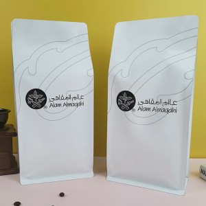 High Quality Custom Print Stand Up Flat Bottom Foil Pouch Coffee Bag Plastic Packaging Bags With Zipper