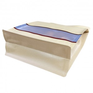 High Quality Stand Up Best Price Brown Foil Pouch Wholesale Flat Block Square Bottom Kraft Paper Bag With Window