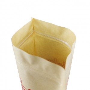 Biodegradable Doypack Ziplock Brown White Kraft Craft Paper Stand Up Pouches Food Snack Packaging Zipper Bags With Window