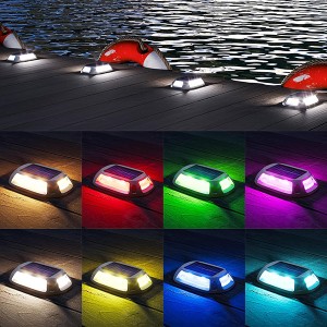 Solar Deck Lights Outdoor Waterproof 9 RGB Multi-color