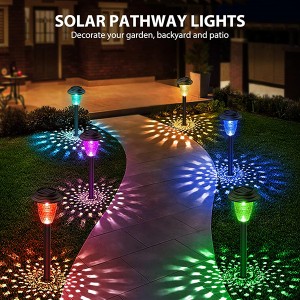 Solar Pathway Lights LED Color Changing+Warm White Low Voltage Outdoor Waterproof