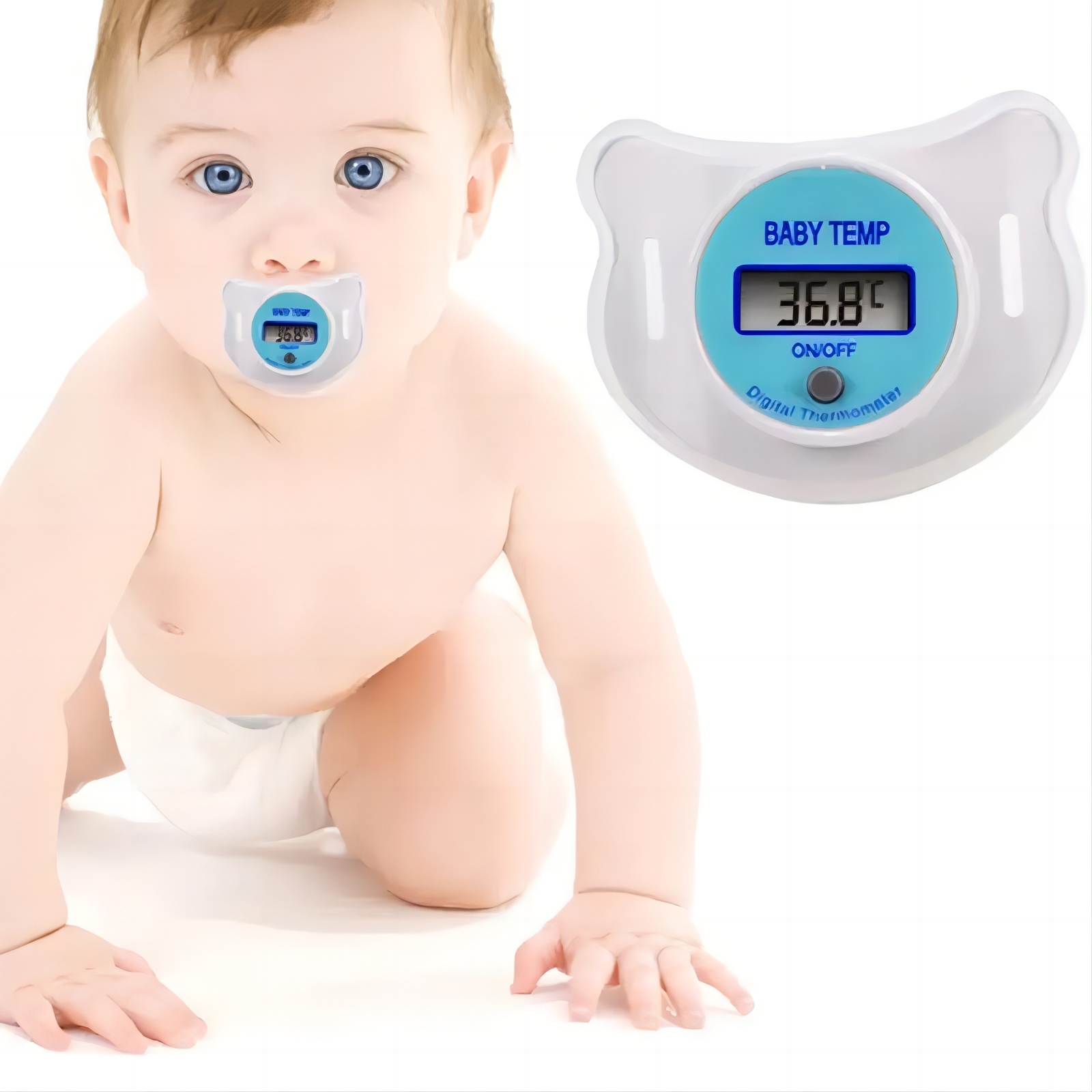 blue color baby pacifier nipple digital thermometer