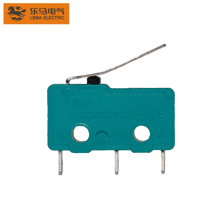 China Factory for Roller Micro Switch - Mini Micro Switch Slightly upturned lever Green KW12-12  – Lema