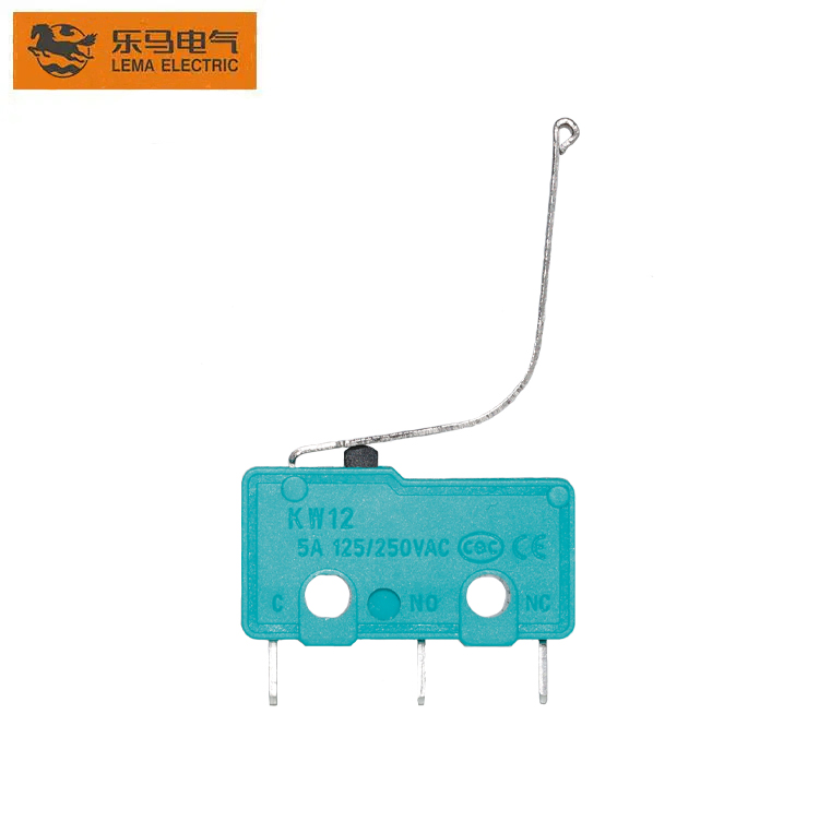 Factory wholesale Micro Switch Company - Factory Supply Green Mini Micro Switch Extra Long Curved Lever KW12-91 – Lema