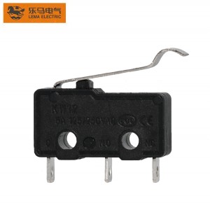 Lema Brand Mini Micro Switch  Long Bent Lever 5A Black KW12-55