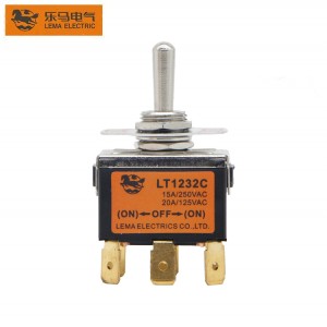 Lema LT1232C Double pole (ON)-OFF-(ON) din rail mounted auto reset toggle switch 15A